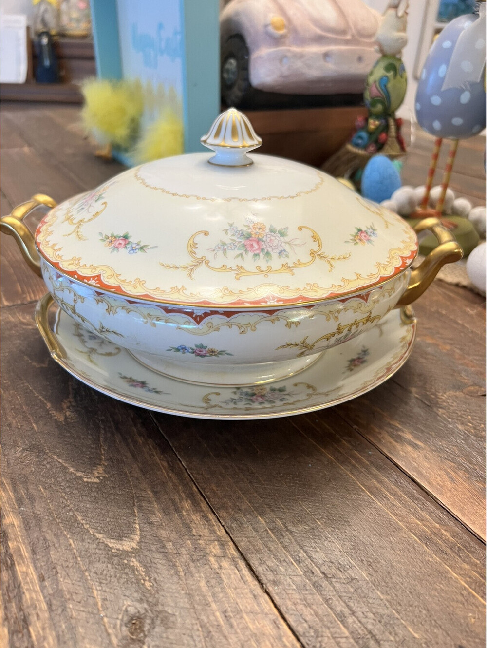 Noritake Oradell 588 Covered Casserole Vegetable Bowl 1930s Floral Japan 3 Piece